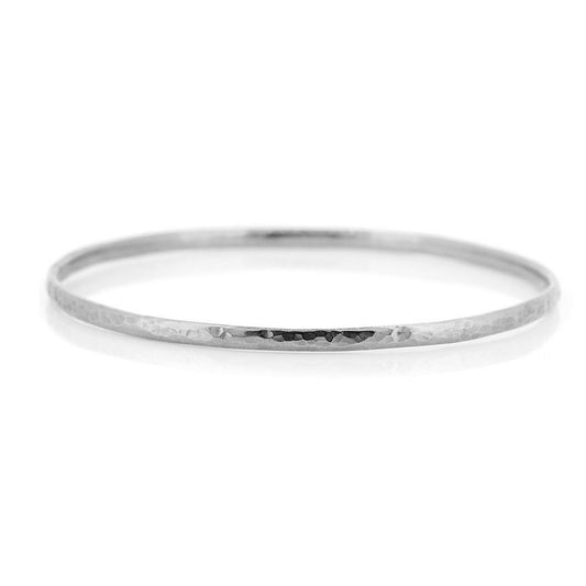 Esther Dappled Stacking Bangle - 3mm Width - Sterling Silver - Large Bangles