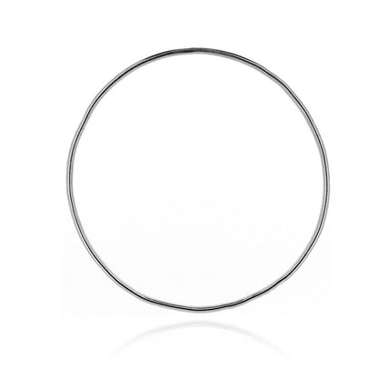 Elegant Side View of 3mm Hammered Sterling Silver Bangle | Golden Snowdrop
