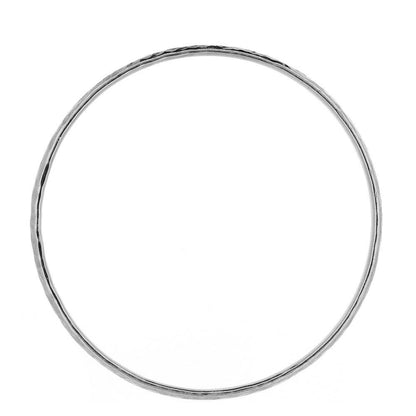 Clean Circular Profile of 4mm Hammered Sterling Silver Bangle | Golden Snowdrop