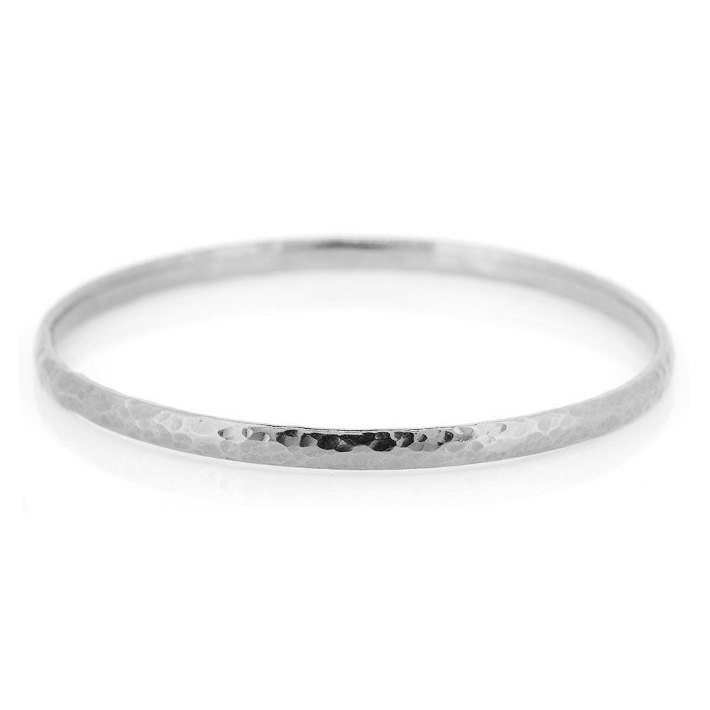 Esther Dappled Stacking Bangle - 4mm Width - Sterling Silver - Small Bangles