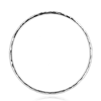 Handcrafted 5mm Hammered Sterling Silver Esther Bangle | Golden Snowdrop