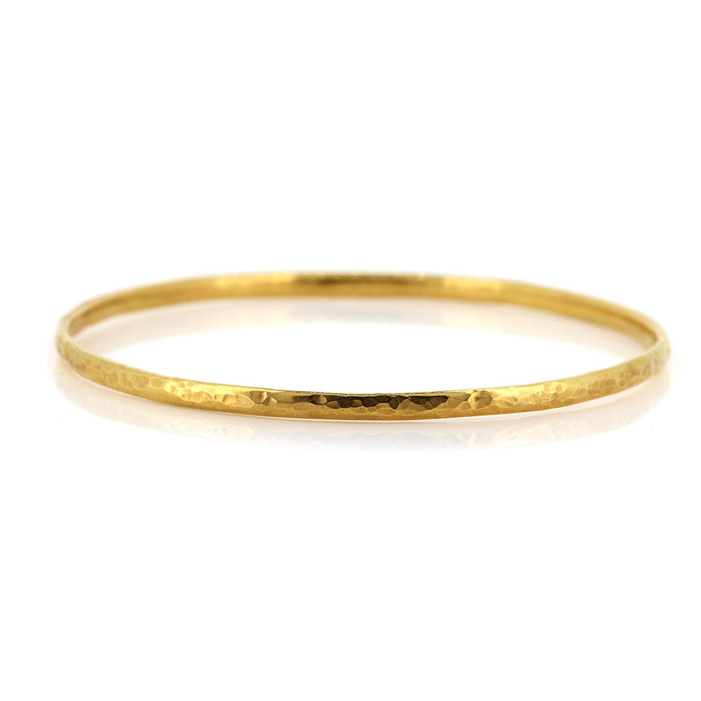 Esther Dappled Stacking Bangle - 3mm Width - Yellow Gold Vermeil Bangles