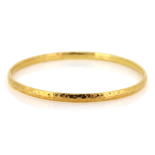 Esther Dappled Stacking Bangle - 4mm Width - Yellow Gold Vermeil Bangles