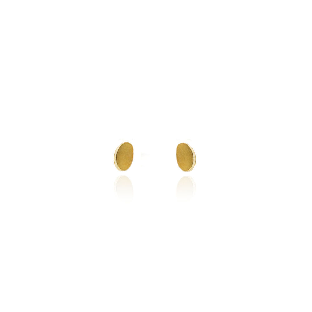 Micro Oval Stud Earrings - Yellow Gold Vermeil Stud Earrings