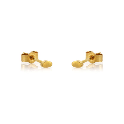 Micro Oval Stud Earrings - Yellow Gold Vermeil Stud Earrings