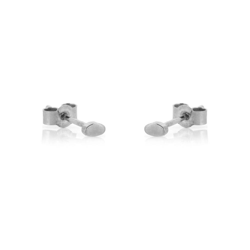 Micro Oval Stud Earrings - Sterling Silver Stud Earrings