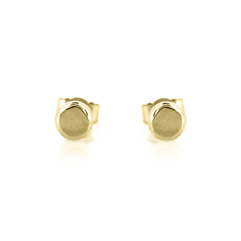 Pebble Flat Stud Earrings - 9ct Yellow Gold Stud Earrings