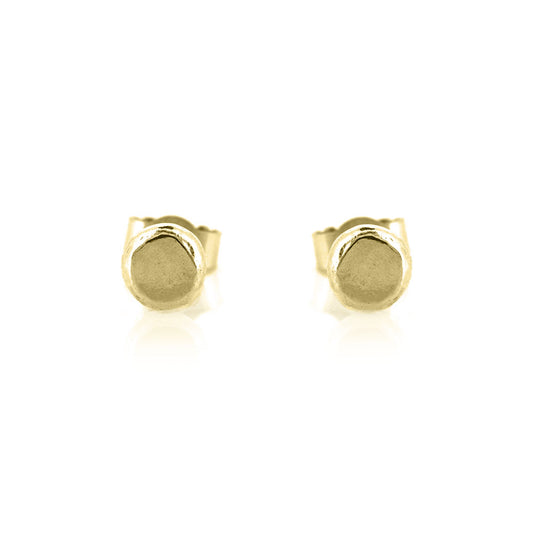 Pebble Flat Stud Earrings - 9ct Yellow Gold Stud Earrings