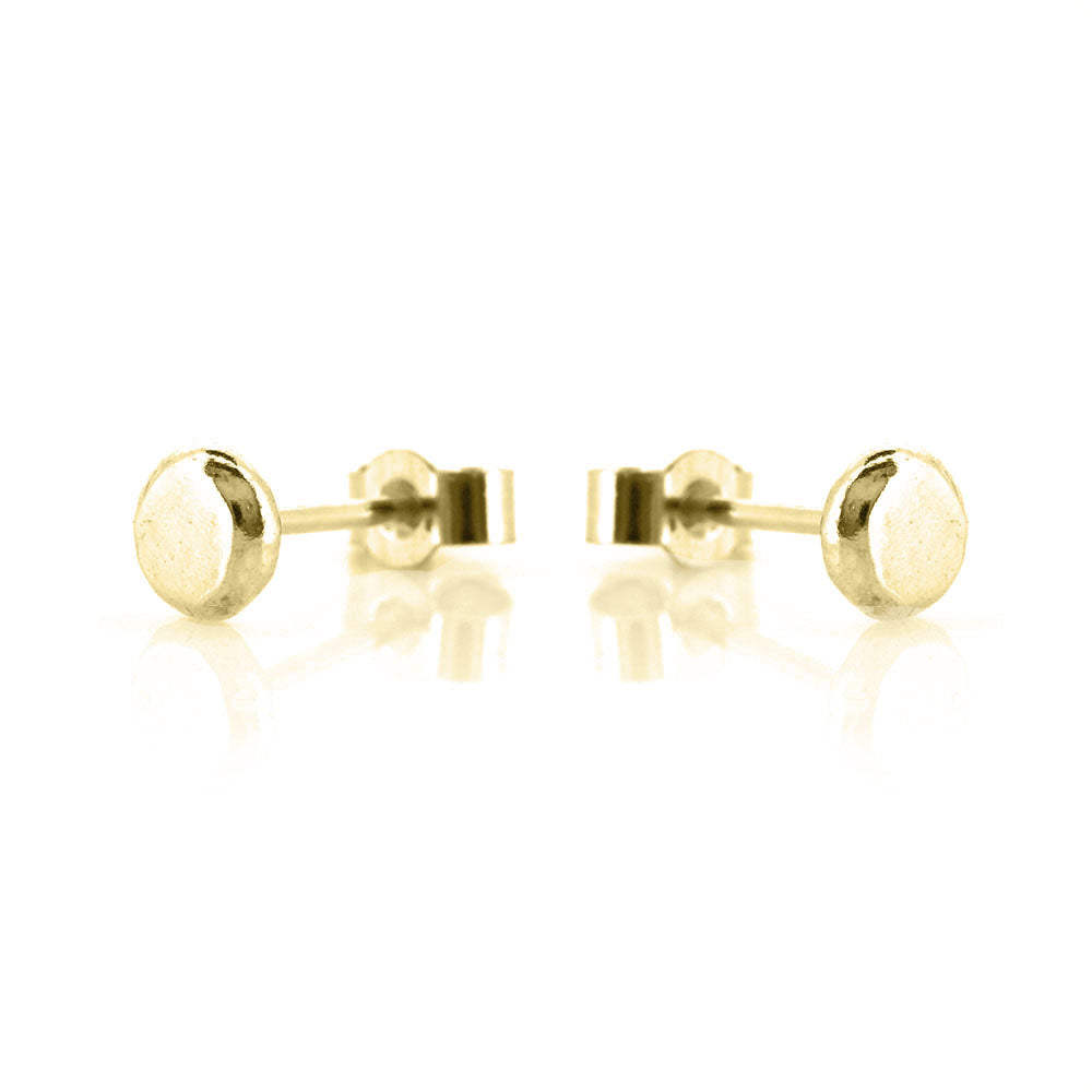 Pebble Flat Stud Earrings - 9ct Yellow Gold Stud Earrings