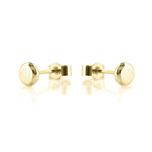 Pebble Flat Stud Earrings - 9ct Yellow Gold Stud Earrings