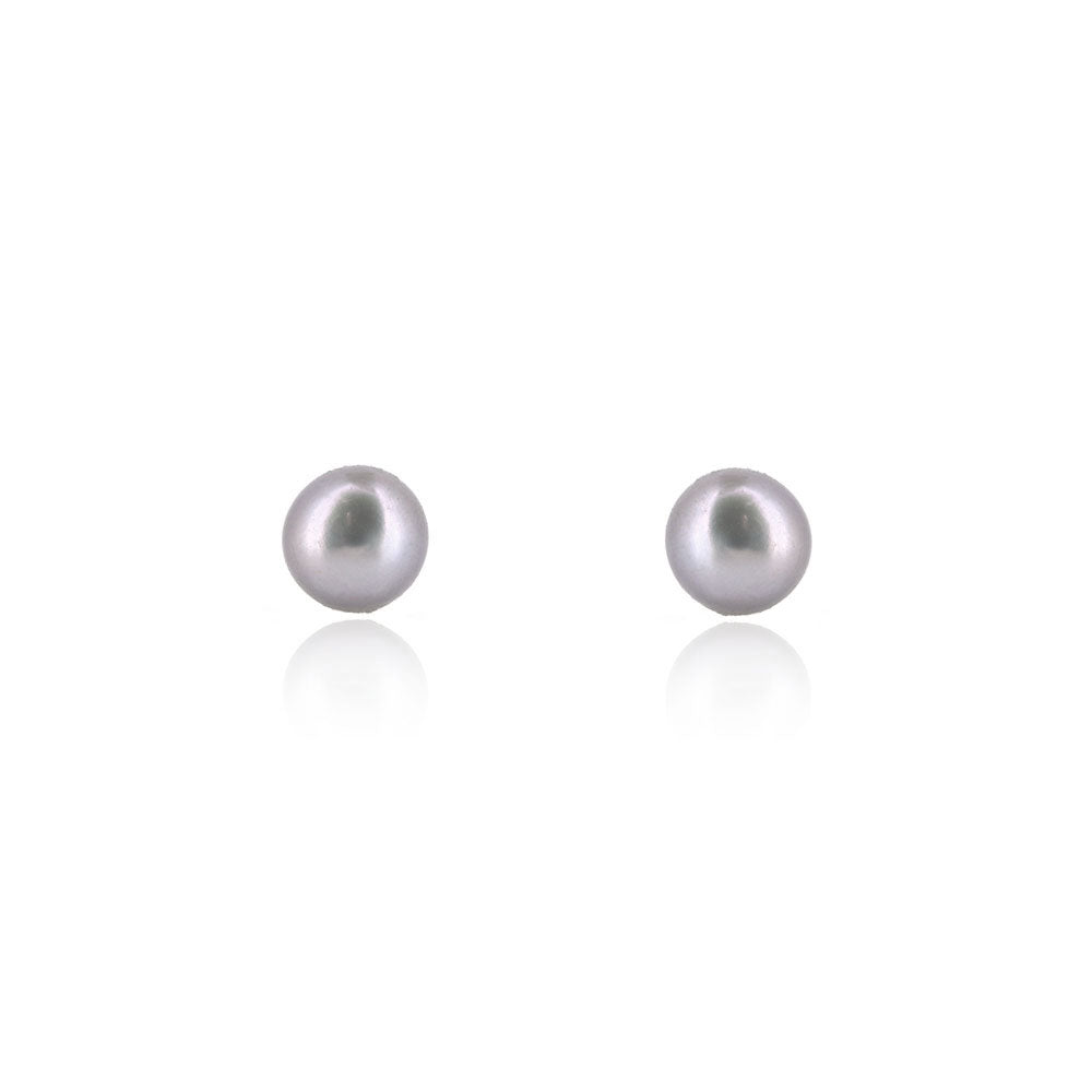 Alyssia Grey Freshwater Pearl 5mm Stud Earrings - Sterling Silver Stud Earrings