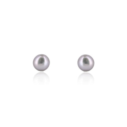 Alyssia Grey Freshwater Pearl 5mm Stud Earrings - Sterling Silver Stud Earrings