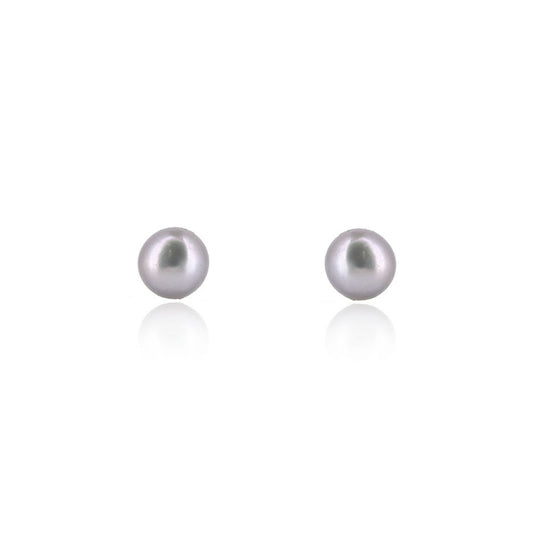 Alyssia Grey Freshwater Pearl 5mm Stud Earrings - Sterling Silver Stud Earrings