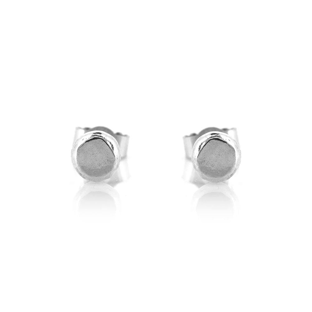 Pebble Flat Stud Earrings - Sterling Silver Stud Earrings