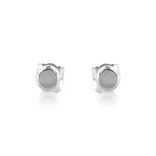 Pebble Flat Stud Earrings - Sterling Silver Stud Earrings