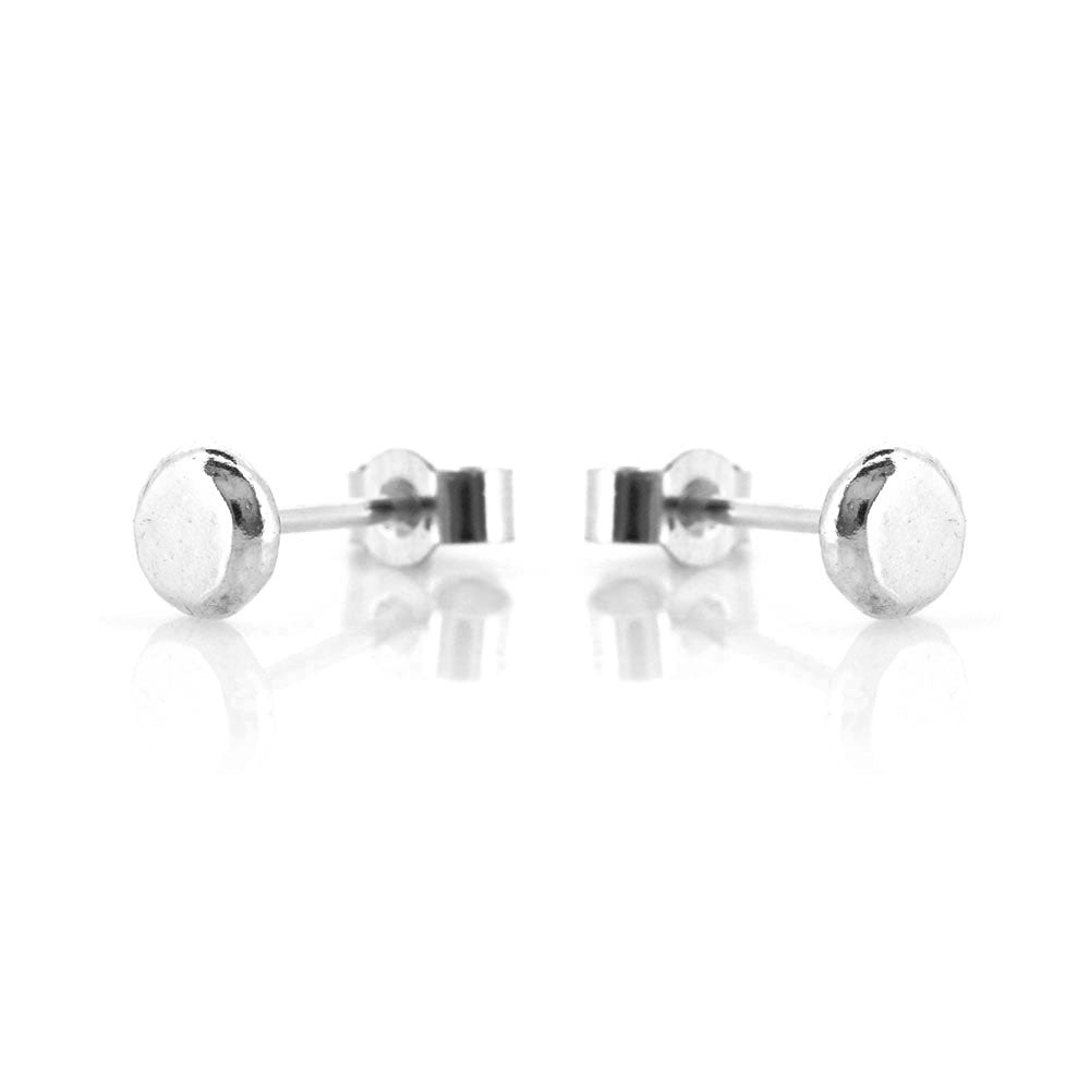 Pebble Flat Stud Earrings - Sterling Silver Stud Earrings