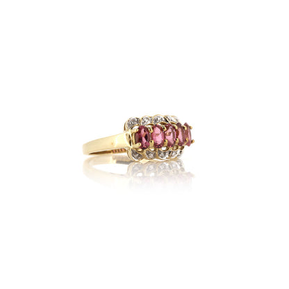 Pre-Owned - Pink Stone Dress Ring Rings