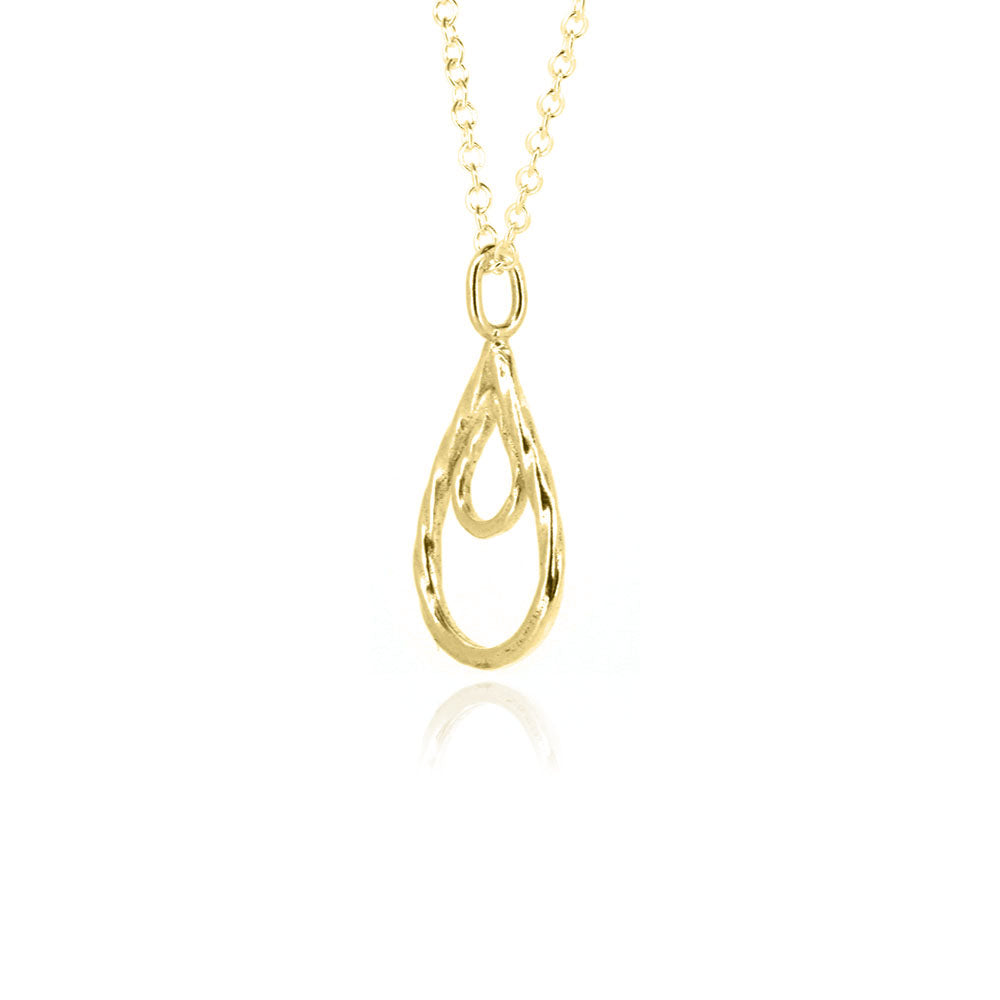 Raindrop Large Pendant - 9ct Yellow Gold Necklace