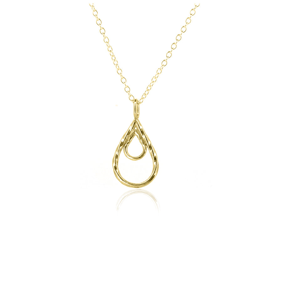 Raindrop Large Pendant - 9ct Yellow Gold Necklace