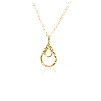 Raindrop Large Pendant - 9ct Yellow Gold Necklace