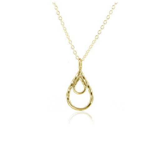Raindrop Large Pendant - 9ct Yellow Gold Necklace