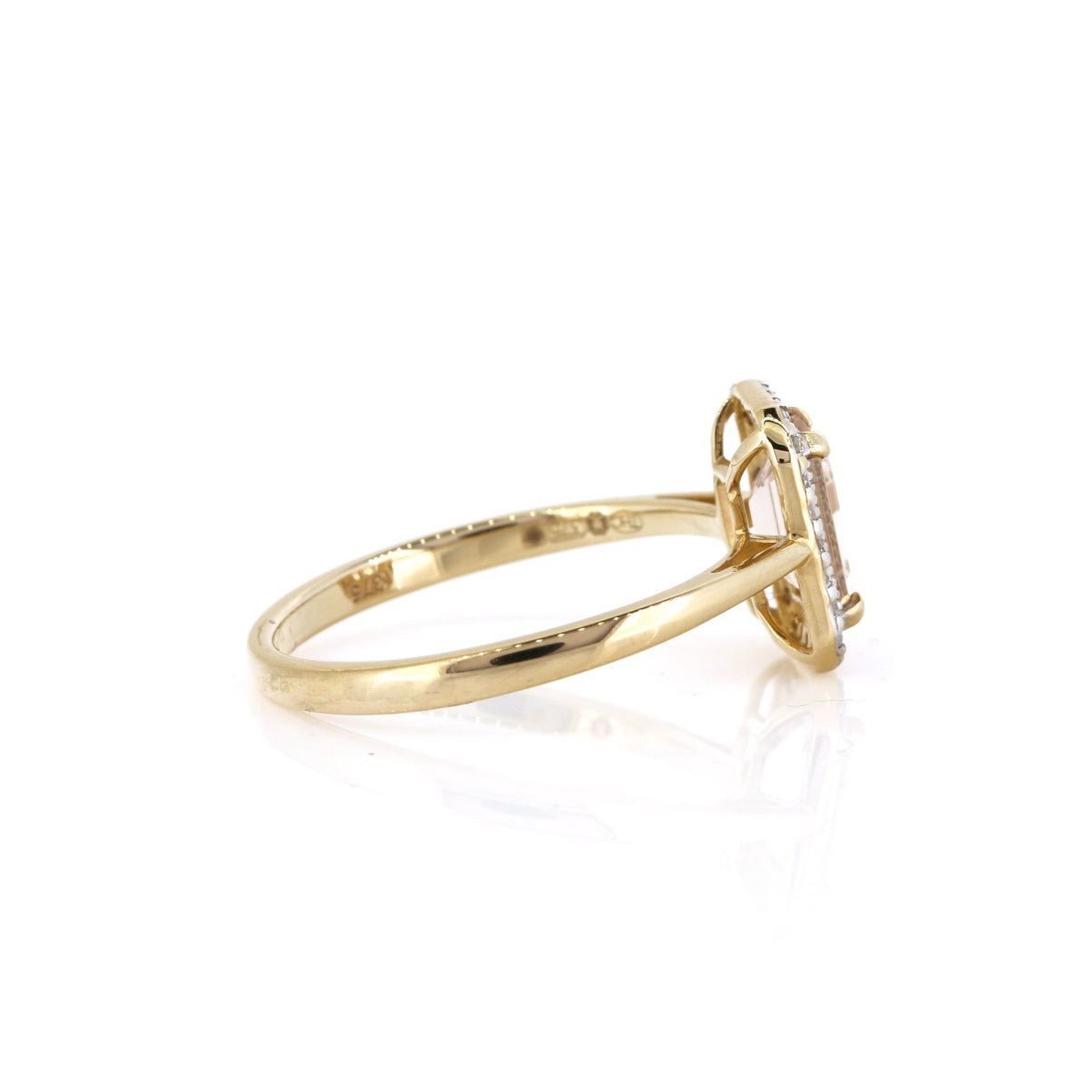 Morganite and Diamond 9ct yellow gold ring