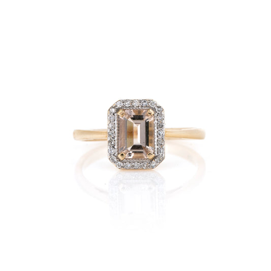 Morganite and Diamond 9ct yellow gold ring