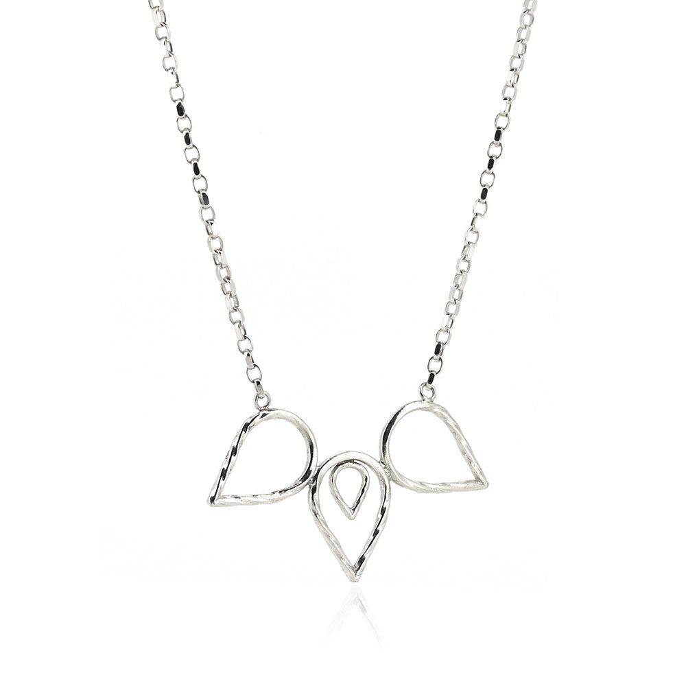 Lotus Blossom Statement Centrepiece Necklace - Sterling Silver Necklace