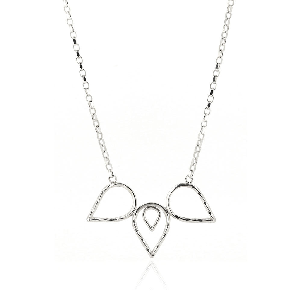 Lotus Blossom Statement Centrepiece Necklace - Sterling Silver Necklace