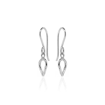 Lotus Petal Small Drop Earrings - Sterling Silver Drop Earrings