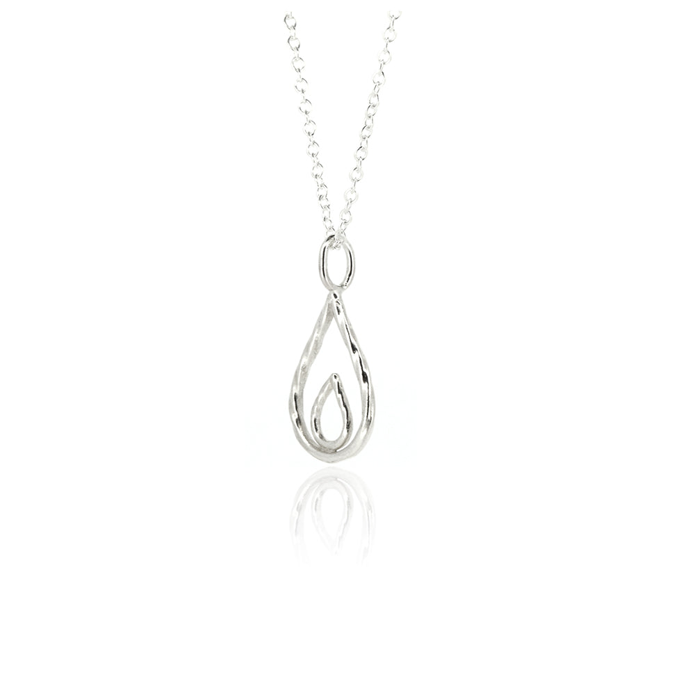 Raindrop Contemporary Large Necklace - Sterling Silver Necklace