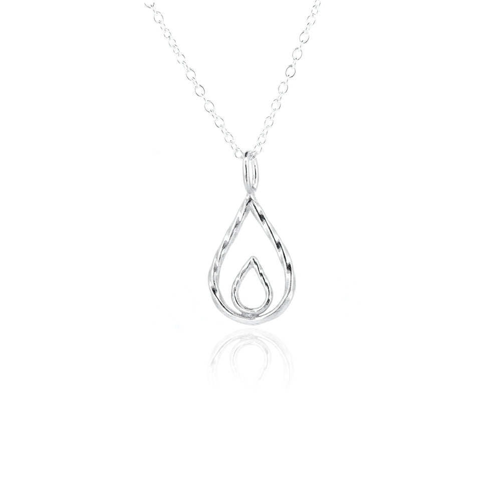 Raindrop Contemporary Large Necklace - Sterling Silver Necklace