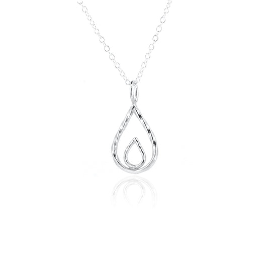 Raindrop Contemporary Large Necklace - Sterling Silver Necklace