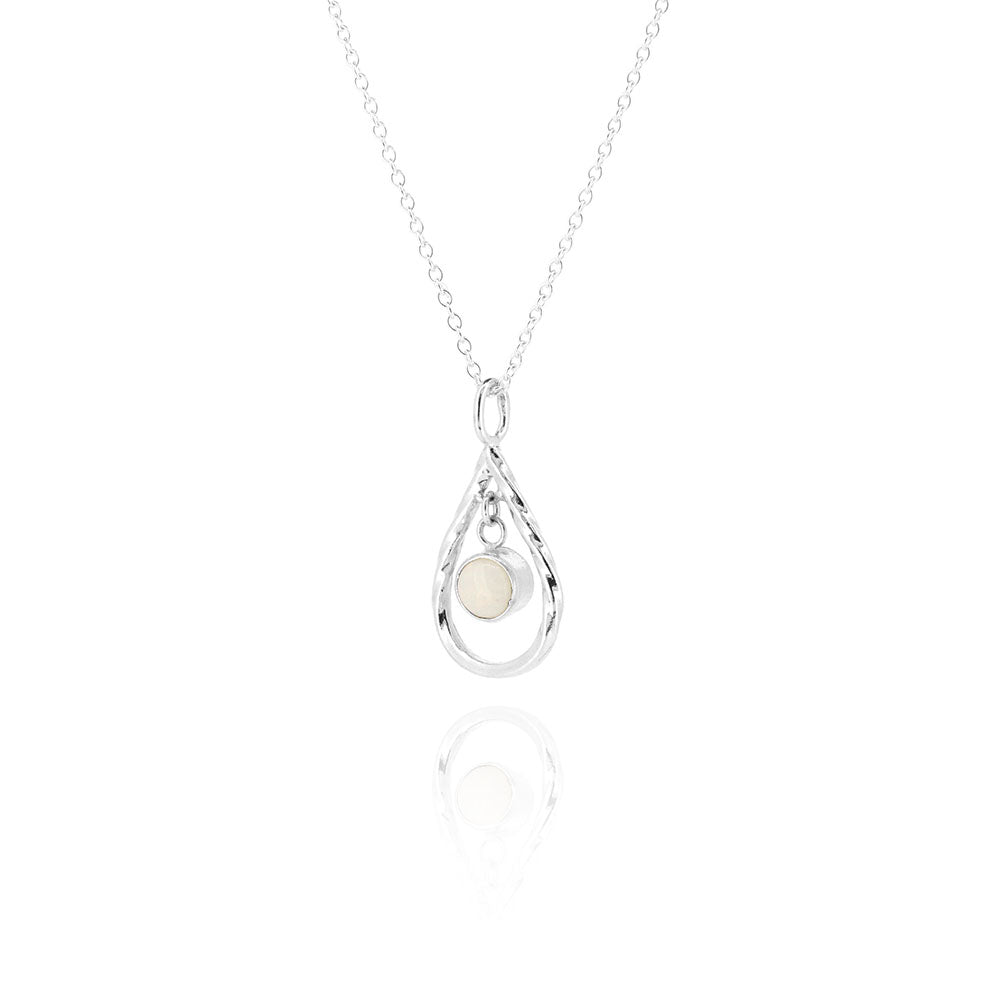 Celeste Raindrop Opal Necklace - Sterling Silver Necklace