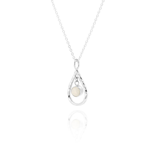 Celeste Raindrop Opal Necklace - Sterling Silver Necklace