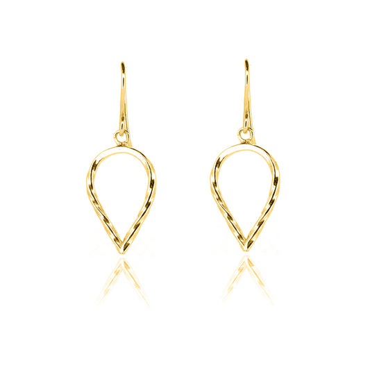 Lotus Petal Large Drop Earrings - Yellow Gold Vermeil Drop Earrings