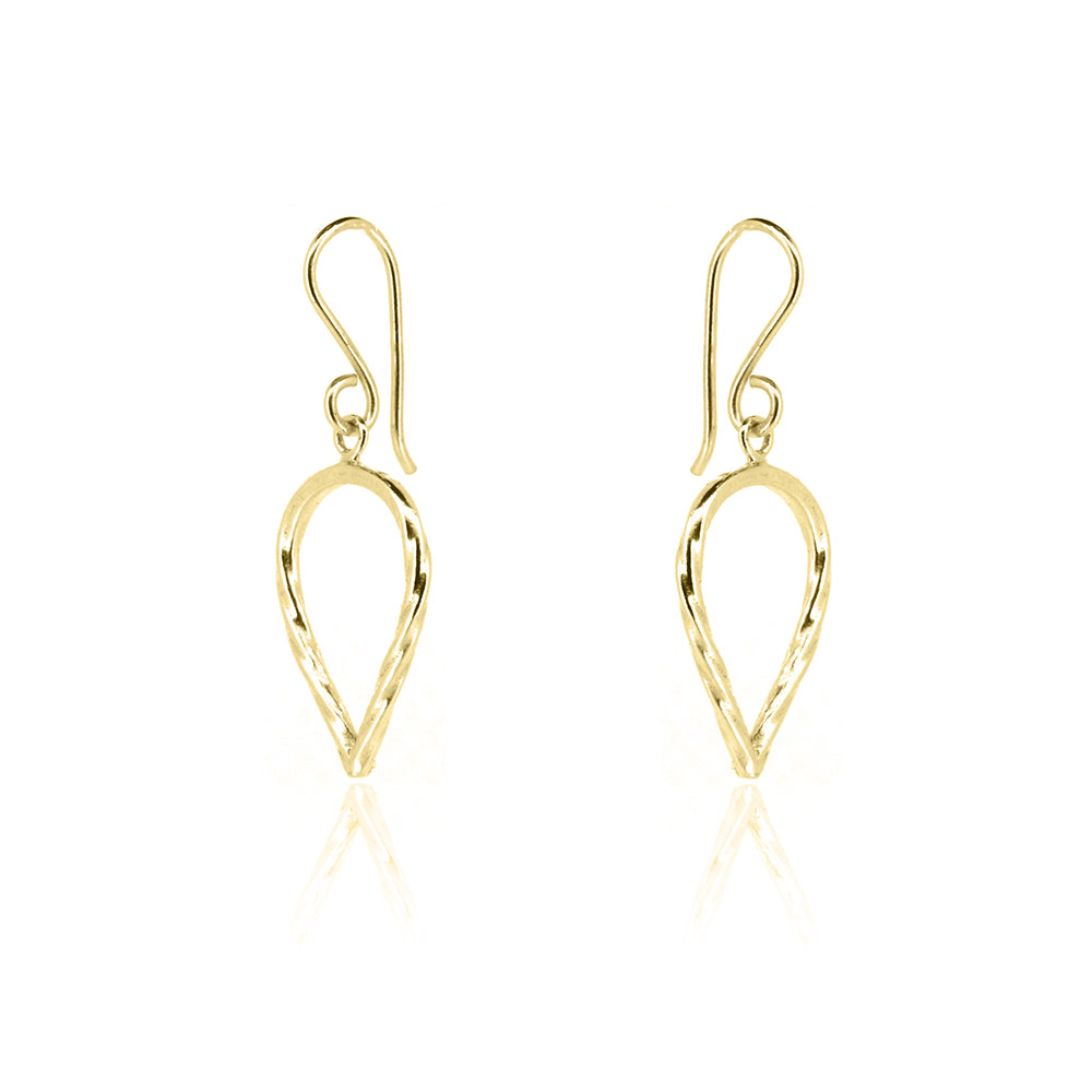 Lotus Petal Large Drop Earrings - Yellow Gold Vermeil Drop Earrings