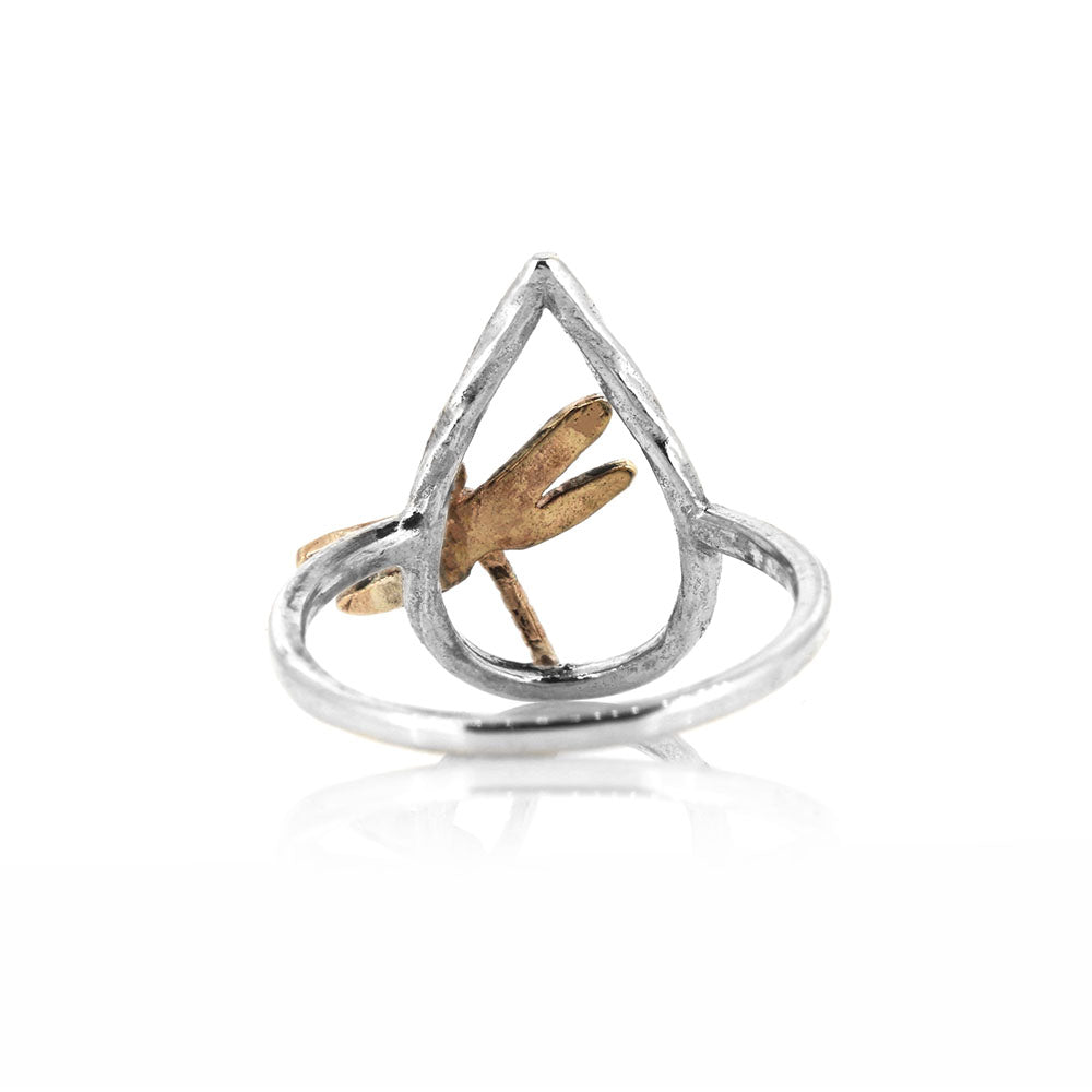 Raindrop Dragonfly Ring - 9ct Yellow Gold And Sterling Silver Rings