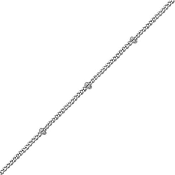 Beaded Curb Chain - Sterling Silver - 16 Inch Chains