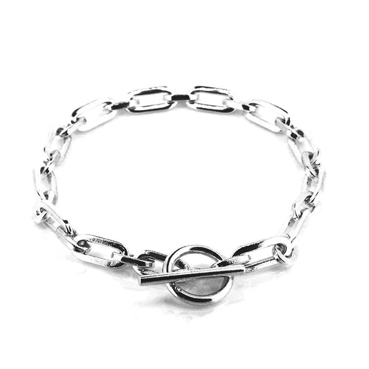 Chain With Ring and T Bar Bracelet Handmade - Sterling Silver Rings