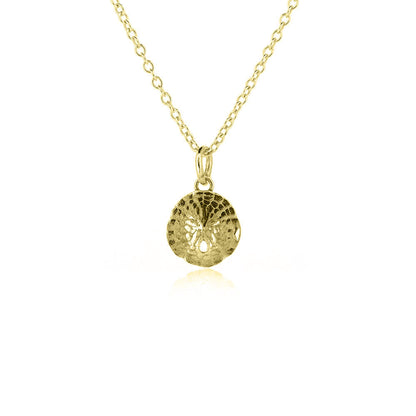 Sand Dollar Small Pendant - 9ct Yellow Gold Necklace