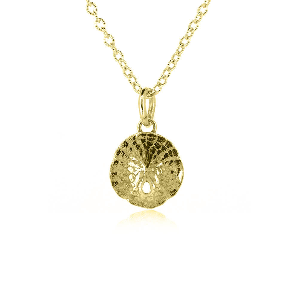 Sand Dollar Small Pendant - 9ct Yellow Gold Necklace
