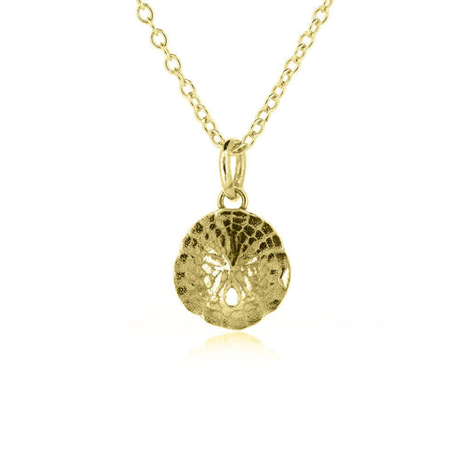 Sand Dollar Small Pendant - 9ct Yellow Gold Necklace