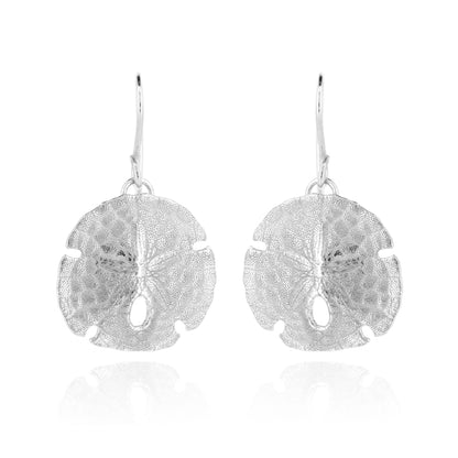 Sand Dollar Large Drop Earrings - Sterling Silver