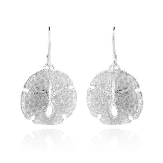 Sand Dollar Large Drop Earrings - Sterling Silver