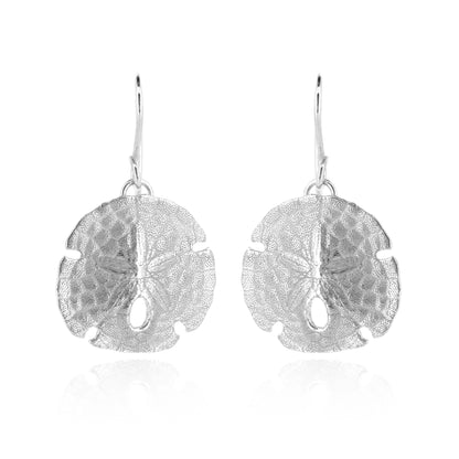 Sand Dollar Large Drop Earrings - Sterling Silver