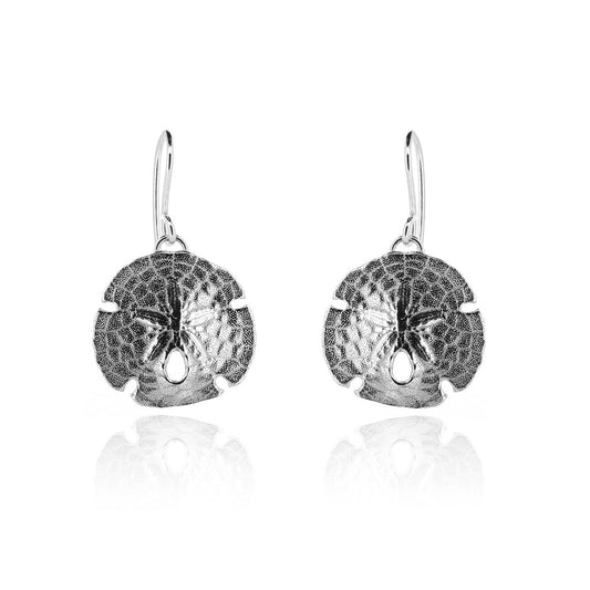 Sand Dollar Large Drop Earrings - Sterling Silver Drop Earrings