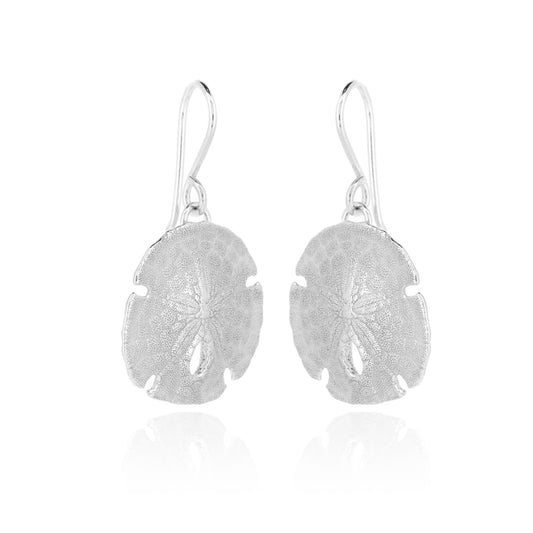 Sand Dollar Large Drop Earrings - Sterling Silver