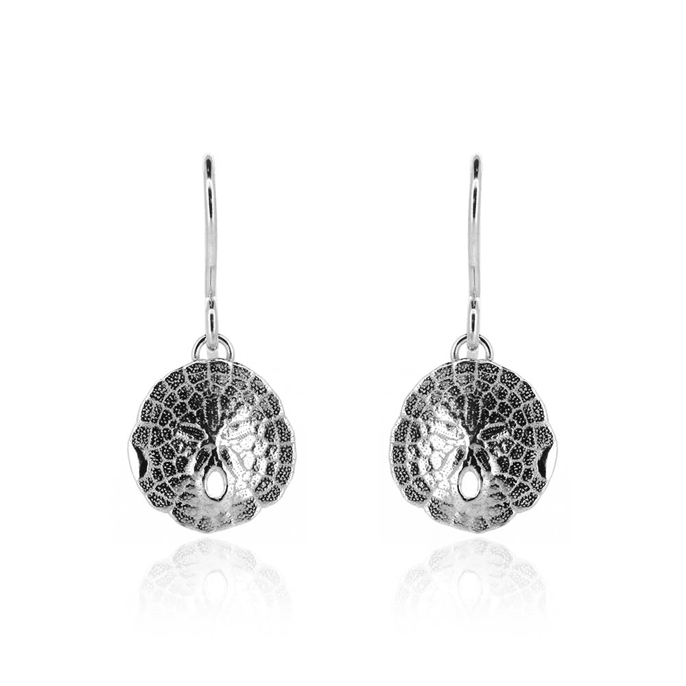 Sand Dollar Small Drop Earrings - Sterling Silver Drop Earrings