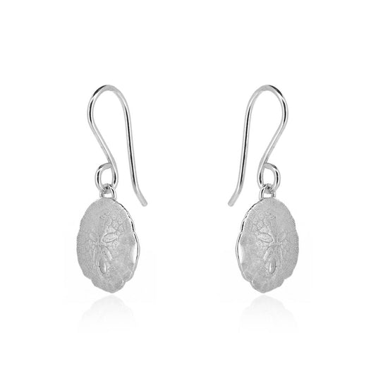 Sand Dollar Small Drop Earrings - Sterling Silver Drop Earrings